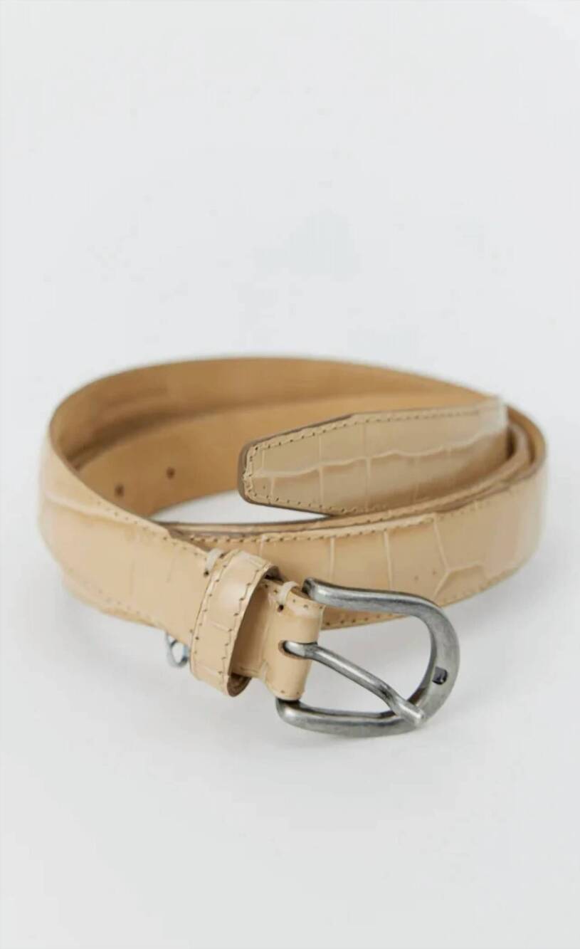 NEW MFPEN women's croc occasion belt in pale / beige